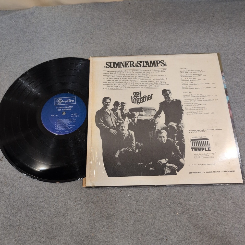 JD Sumner and the Stamps Quartet Get Together Vinyl LP Gospel Temple TLS 7720 - Picture 2 of 2